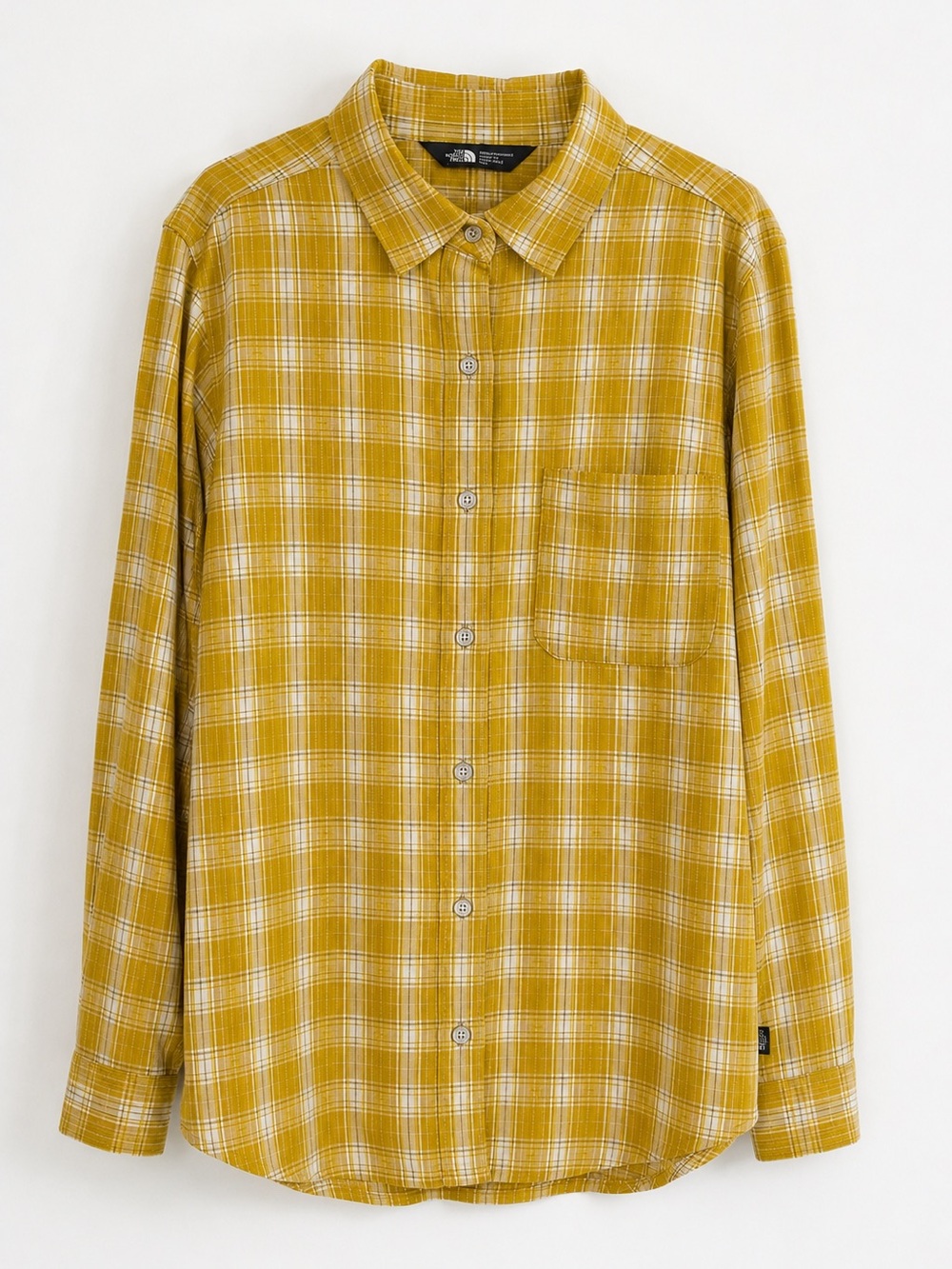 North Face Boyfriend Long Sleeve Shirt Women’s Size  M Yellow Plaid Button Front